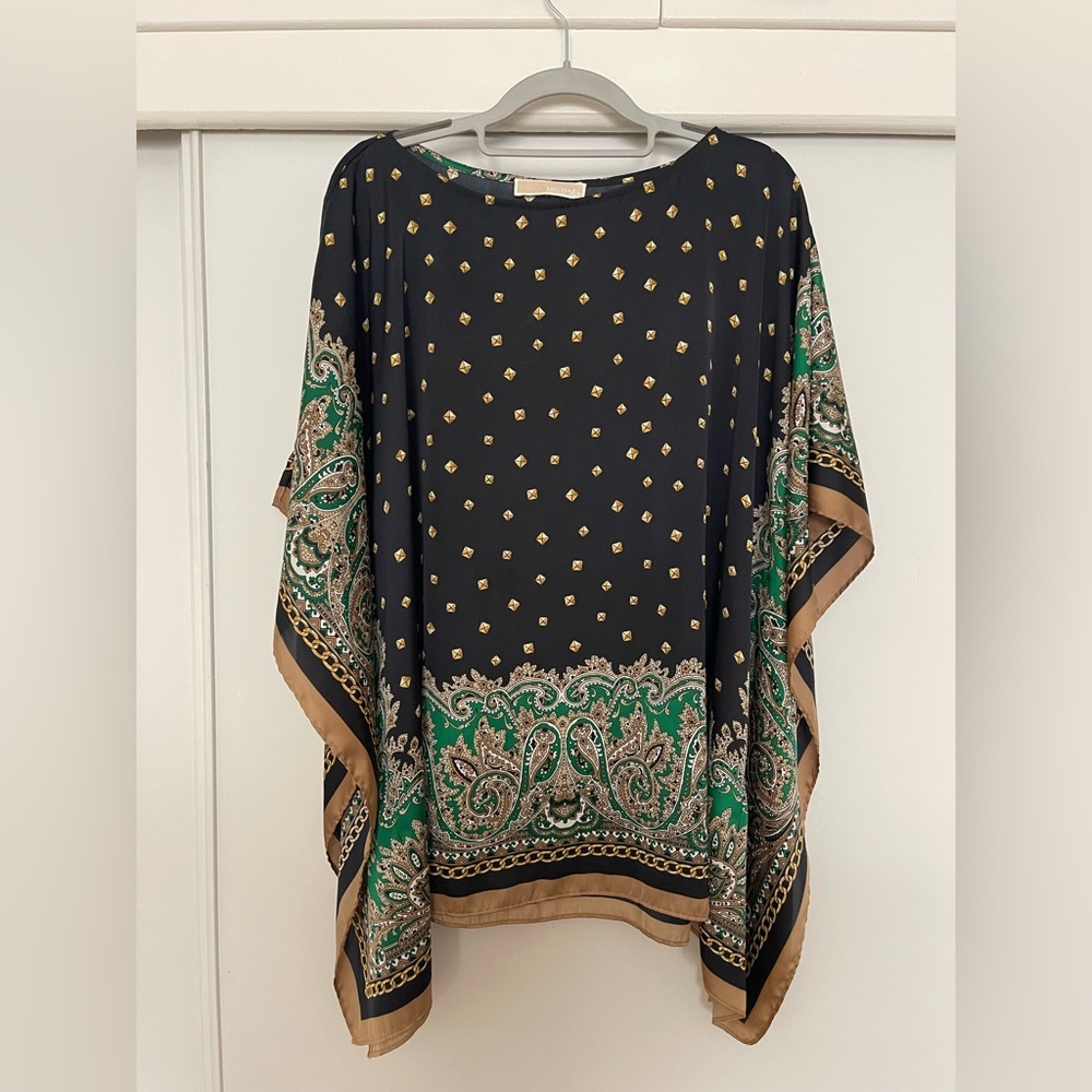 Michael Kors Paisley Kerchief Poncho-Style Top, Size M/L - Picture 3 of 5